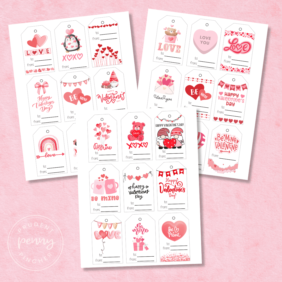 free printable valentine tags - prudent penny pincher